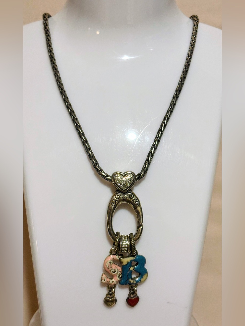 Brighton Vintage Enamel & Rhinestone Charm Necklace